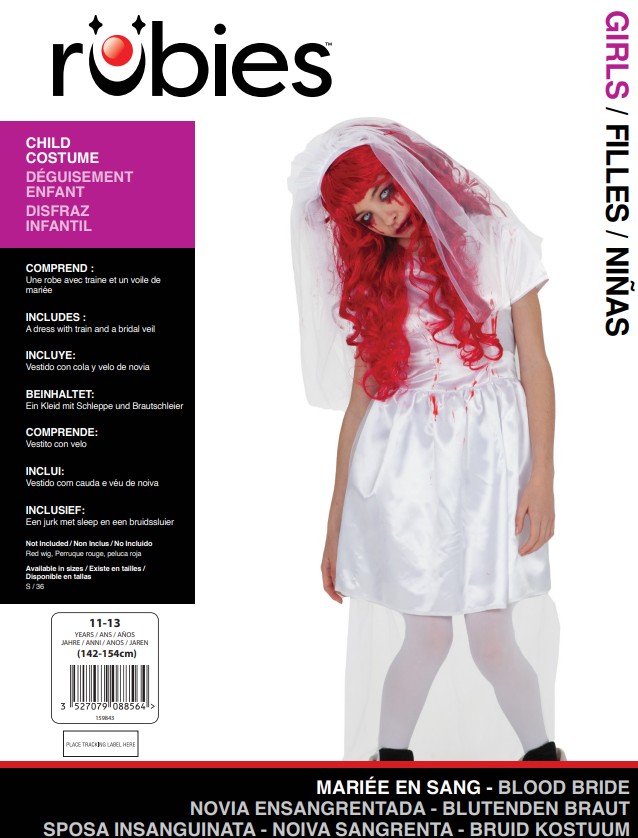 rubies-blut-braut-kost-m-kleid-schleier-9-10-jahre-halloween image 4