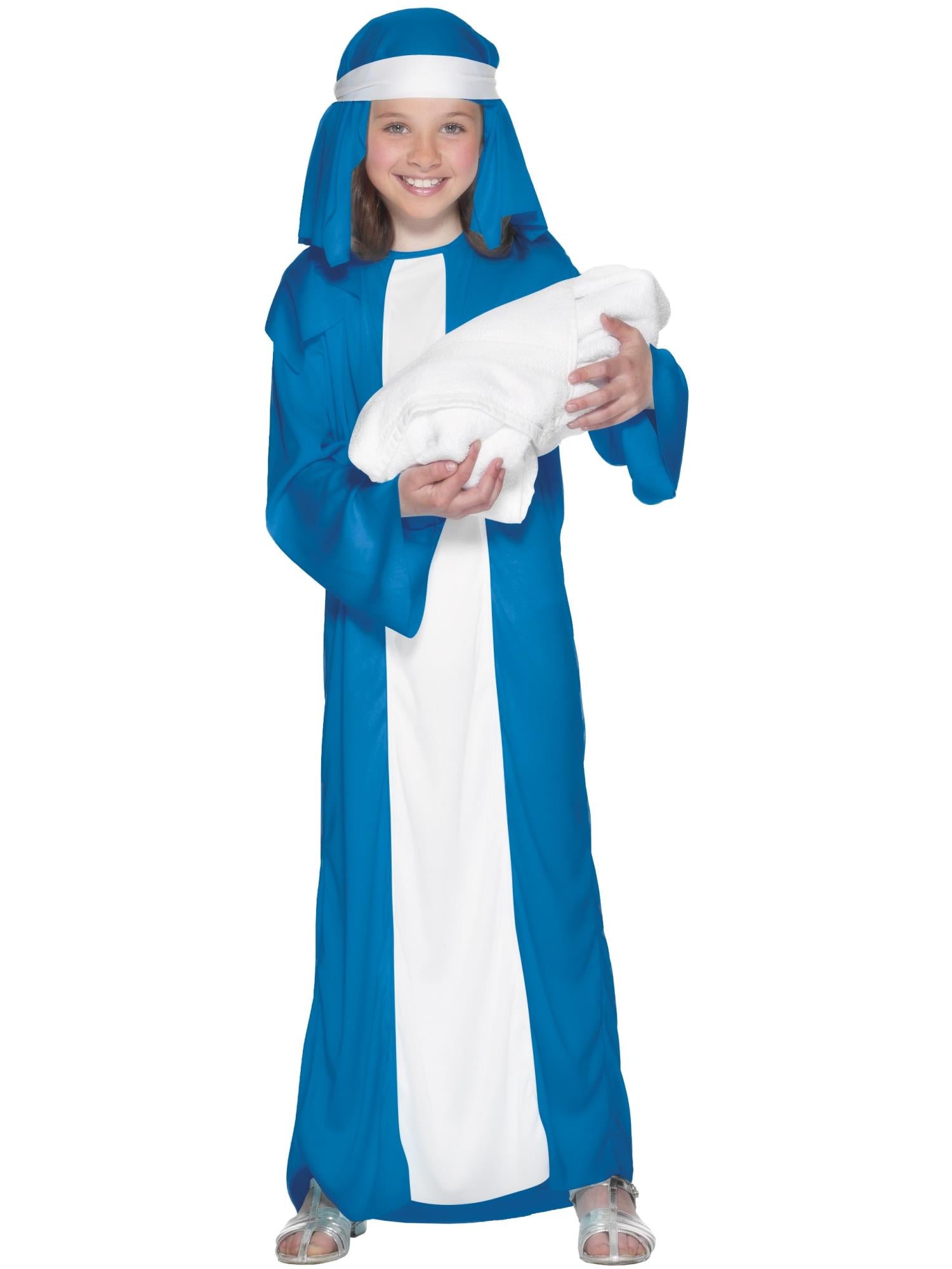 smiffys-fever-maria-kinderkost-m-blau-kleid-mit-kopftuch image 1