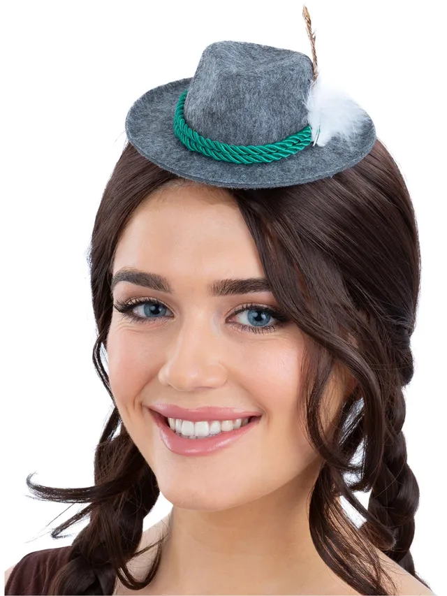 smiffys-fever-mini-trenker-hut-damen-haarclips-grau image 1