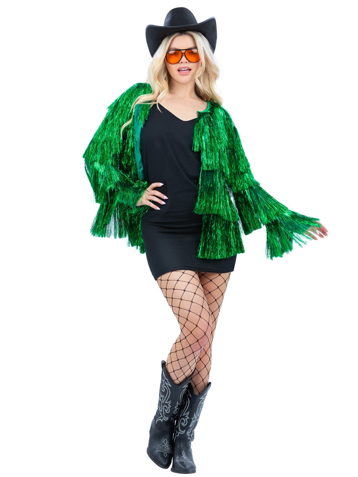 smiffys-fever-tinsel-festival-jacke-gr-n-glitzer-fransen-damen image 3