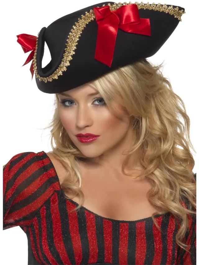 smiffys-fever-piratenhut-dreispitz-schwarz-gold-schleife image 1