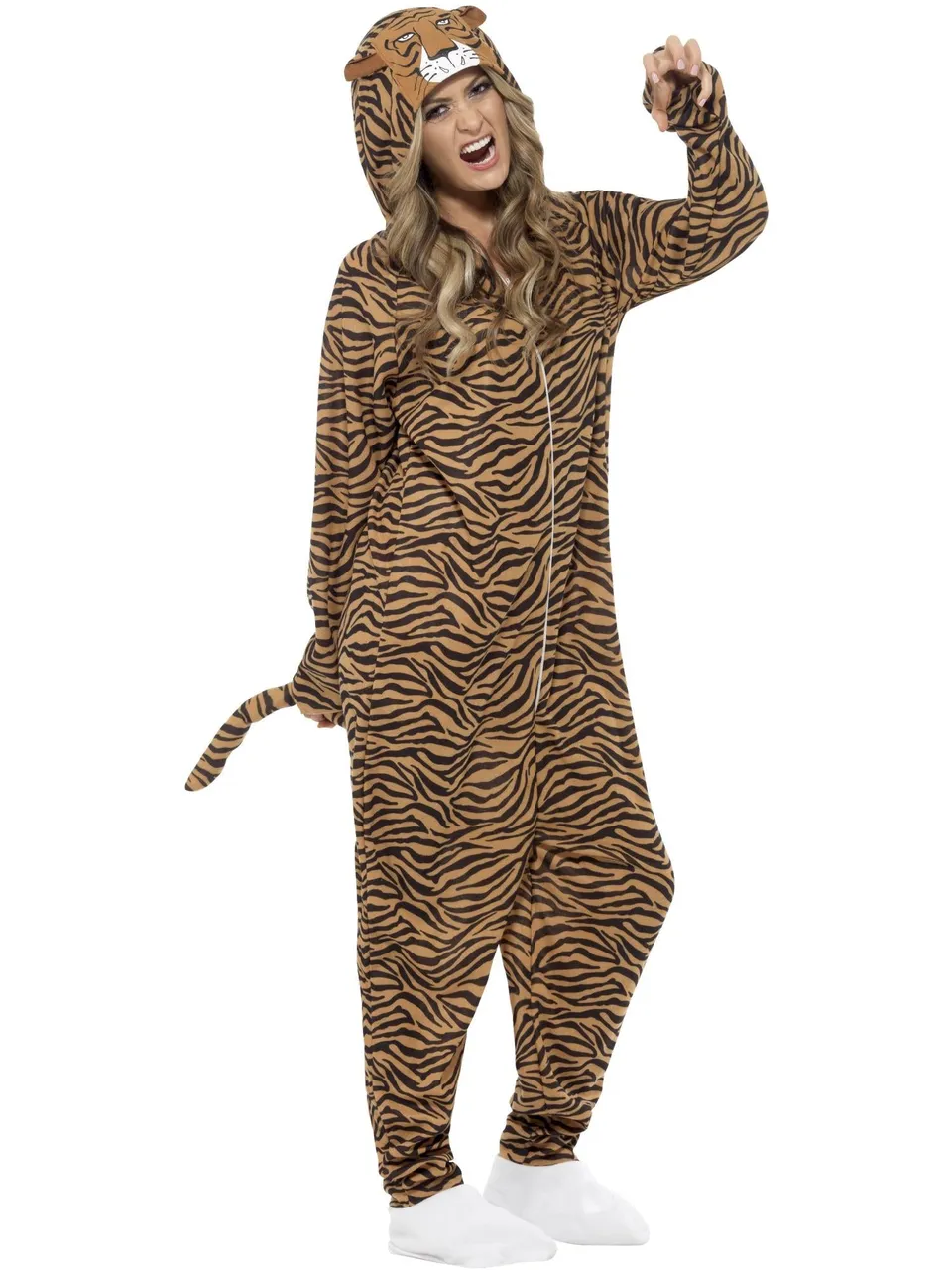 smiffys-fever-tiger-kost-m-overall-braun-onesie image 1