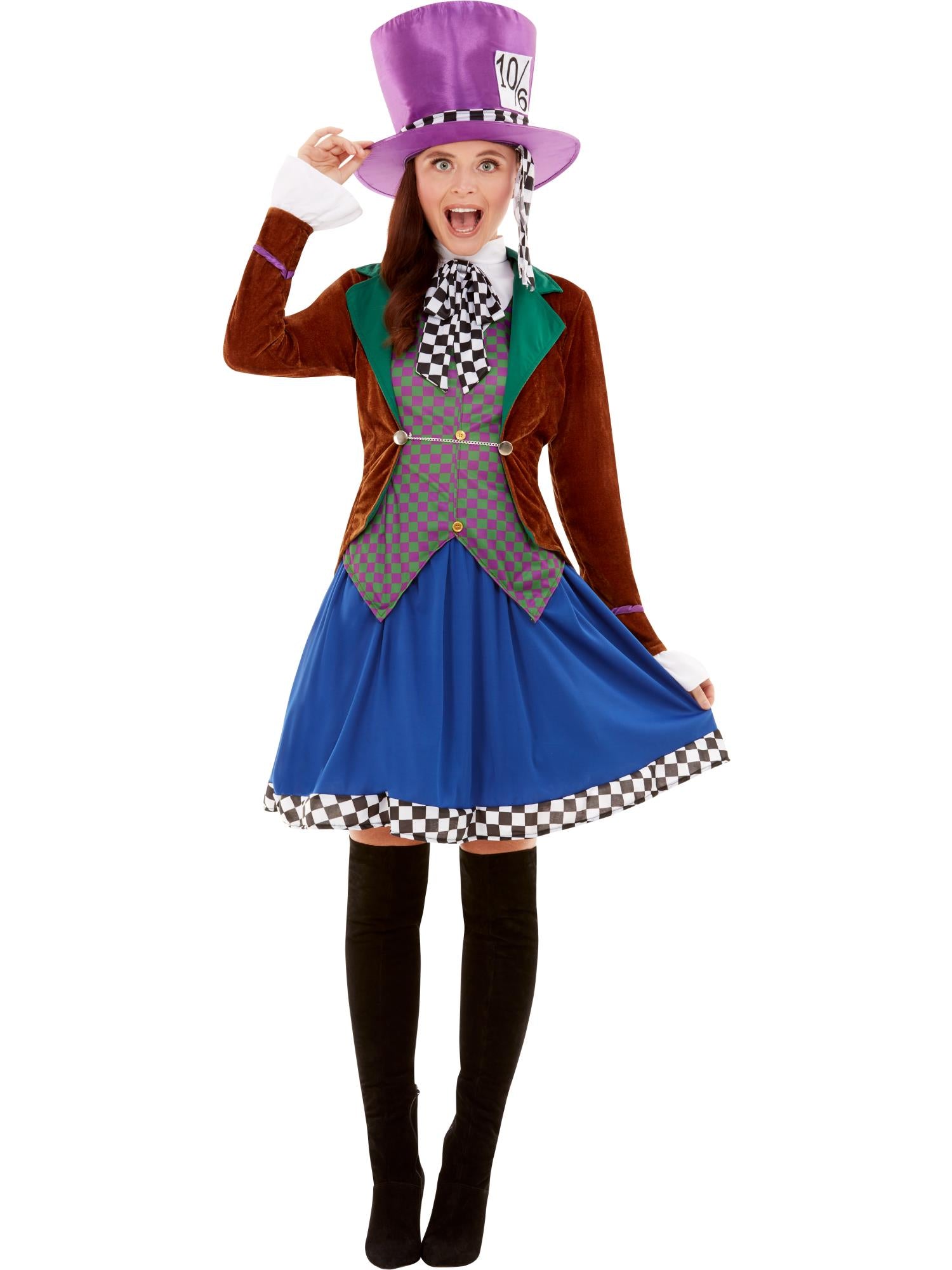 smiffys-fever-miss-hatter-kost-m-bunt-hut-gr-s-xl image 4
