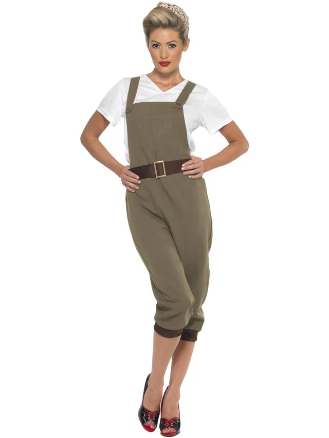 smiffys-fever-ww2-land-girl-kost-m-khaki-damen-3-teilig image 1