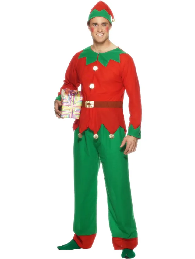 smiffys-fever-elf-kost-m-rot-gr-n-gr-l-mit-m-tze image 1