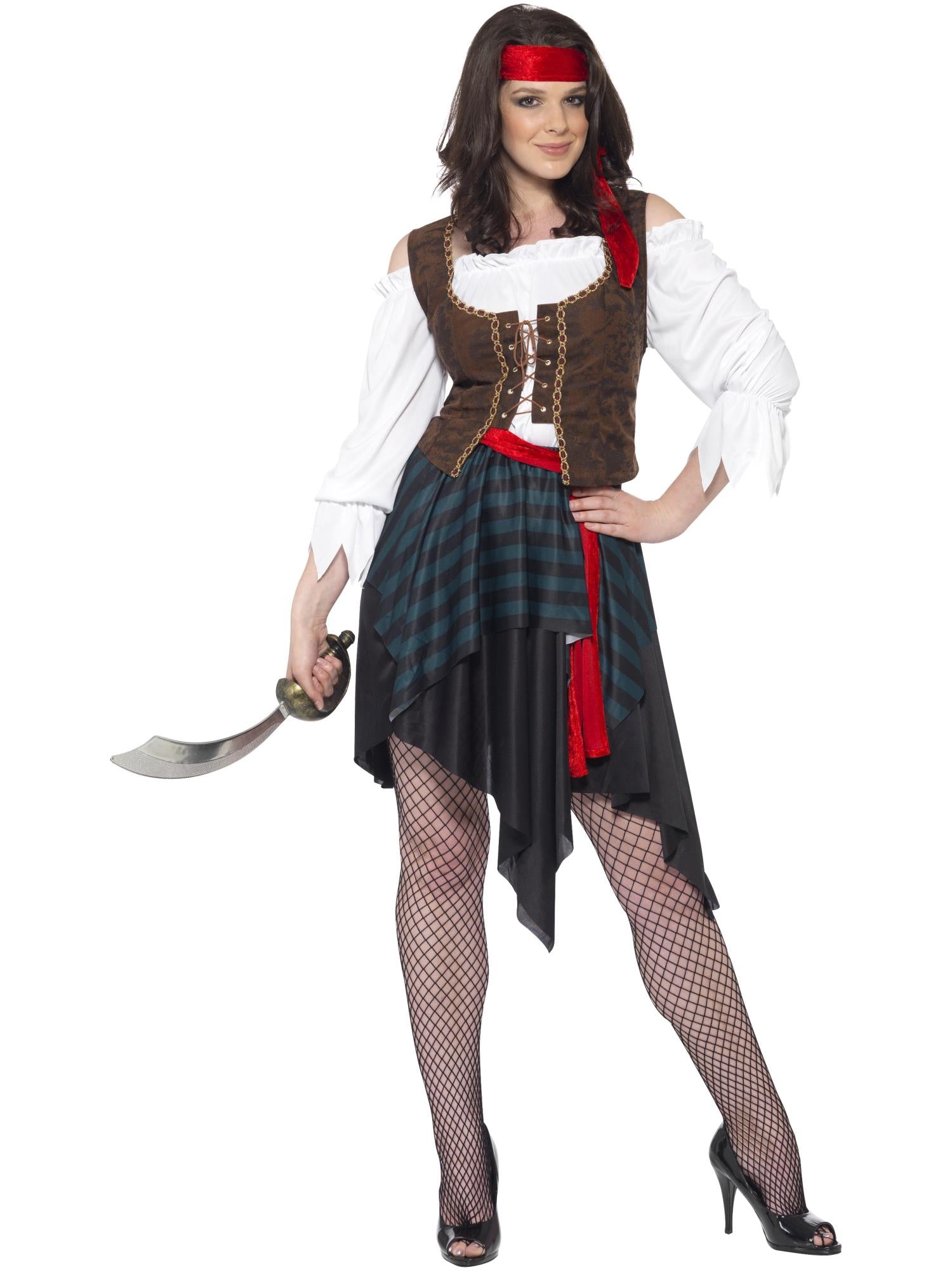 smiffys-fever-pirate-lady-kost-m-braun-damen-4-teilig image 1