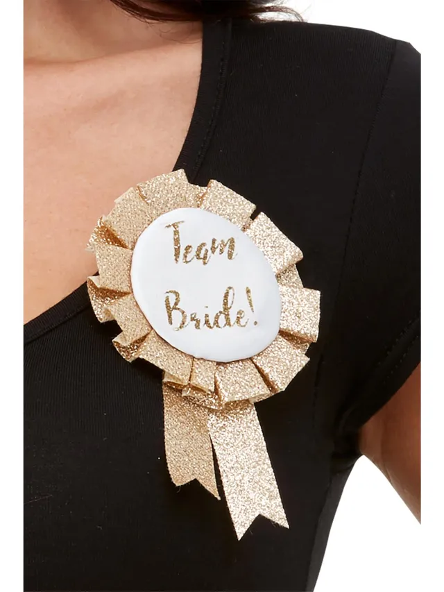 smiffys-fever-team-bride-rosette-gold-wei-glitzer image 1