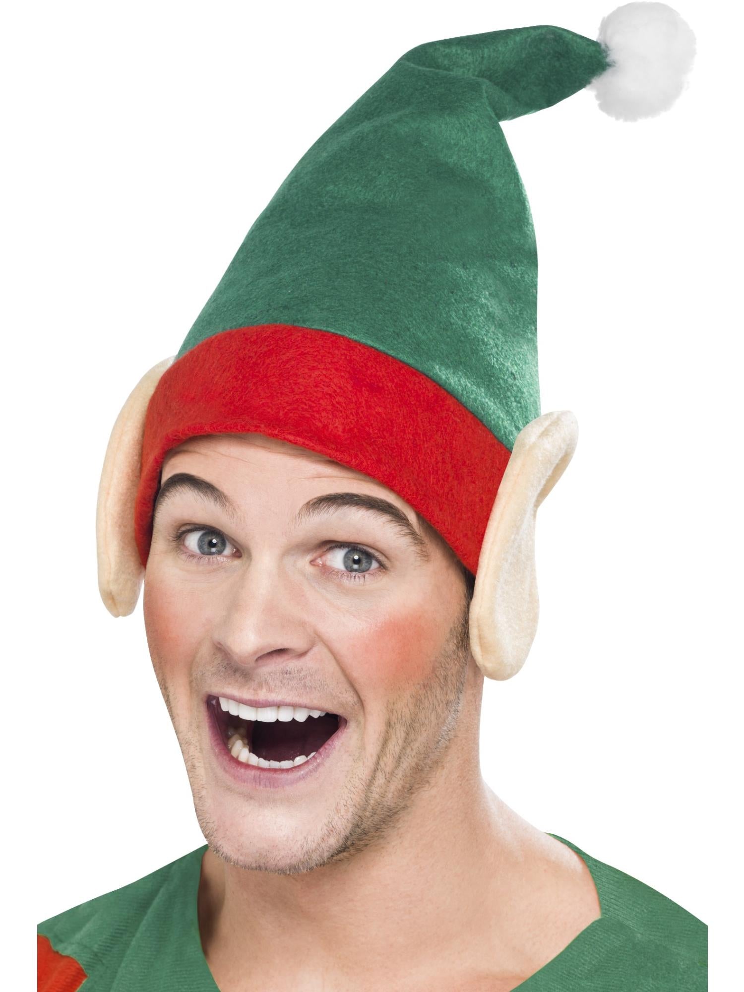 smiffys-fever-elfen-m-tze-gr-n-rot-weihnachten-ohren image 1
