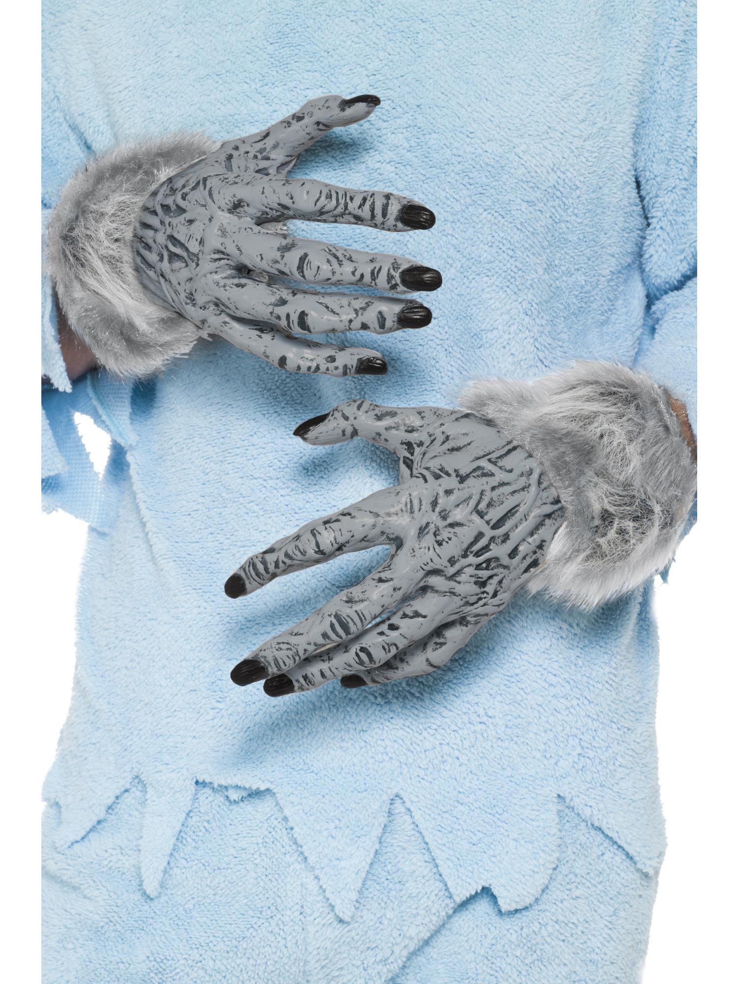 smiffys-fever-werwolf-handschuhe-grau-fell-krallen image 1
