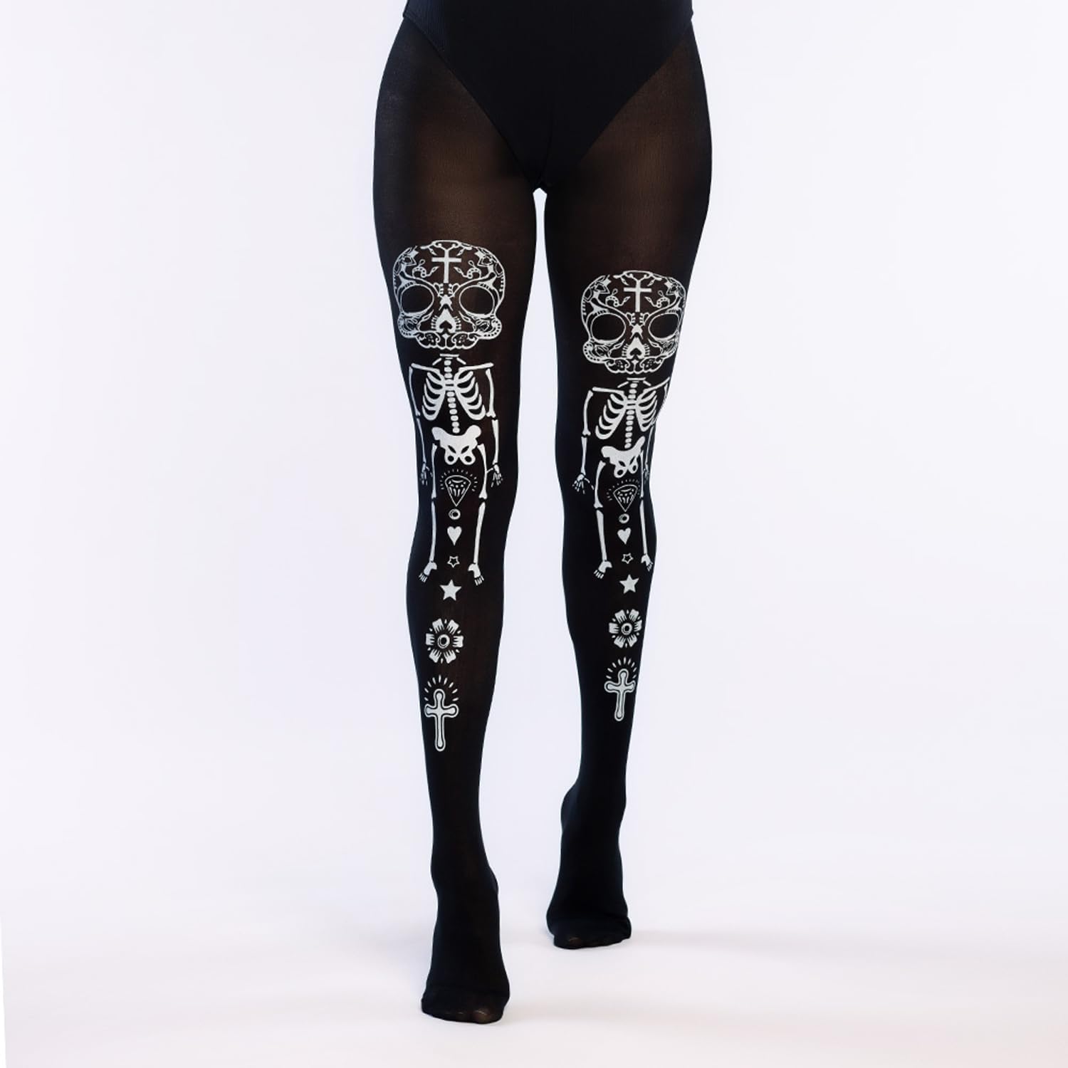 boland-halloween-la-pelona-strumpfhose-day-of-the-dead-damen image 3