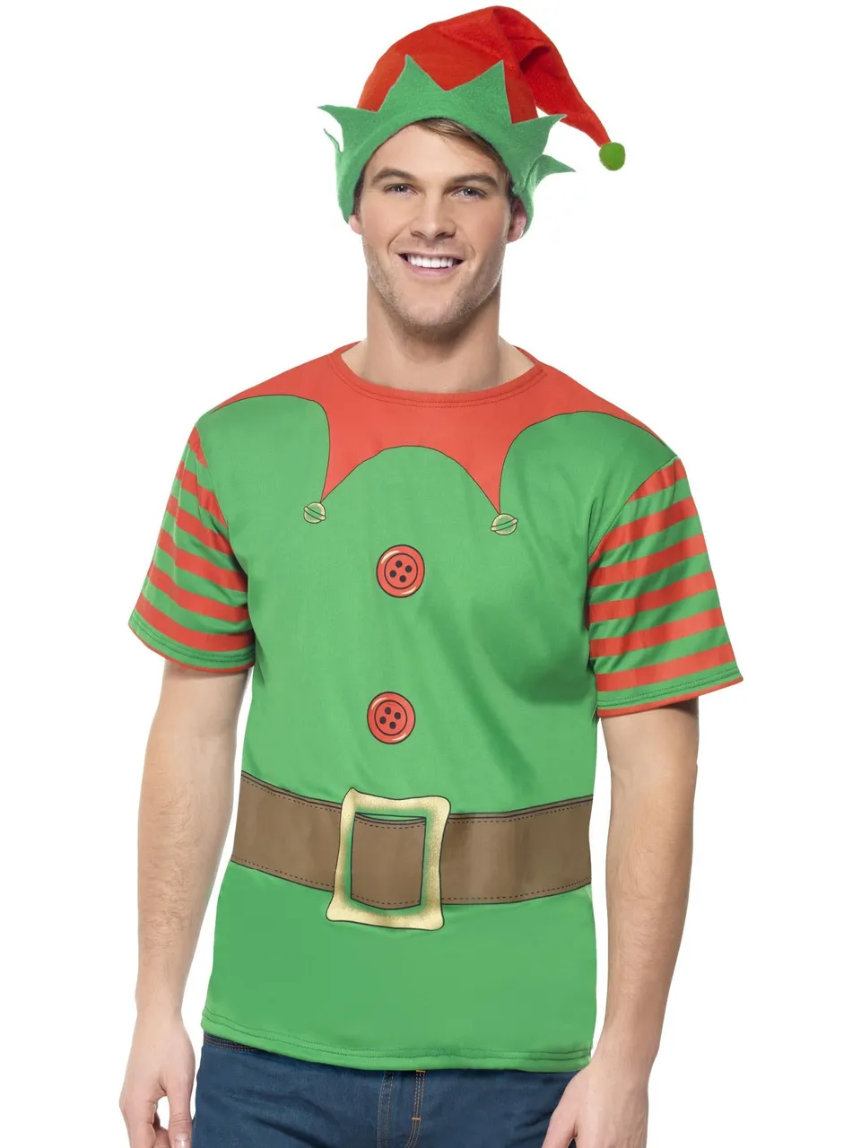 smiffys-fever-elf-instant-kit-gr-n-mit-m-tze-herren image 1