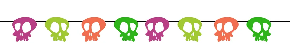 rubies-neon-skelett-girlande-orange-gr-n-rosa-halloween image 1