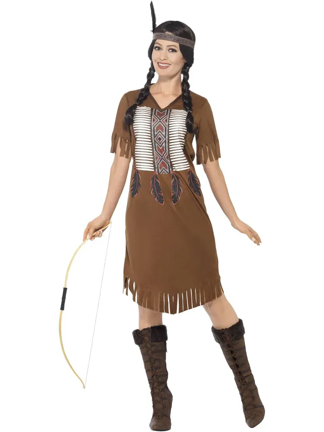 smiffys-fever-indianerin-kost-m-damen-kleid-braun image 1