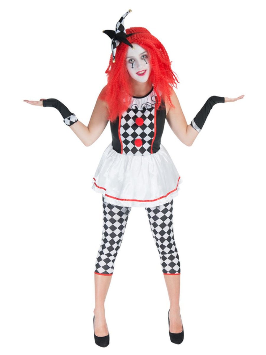 smiffys-fever-clown-jester-kost-m-damen-rot-schwarz-4-tlg image 1