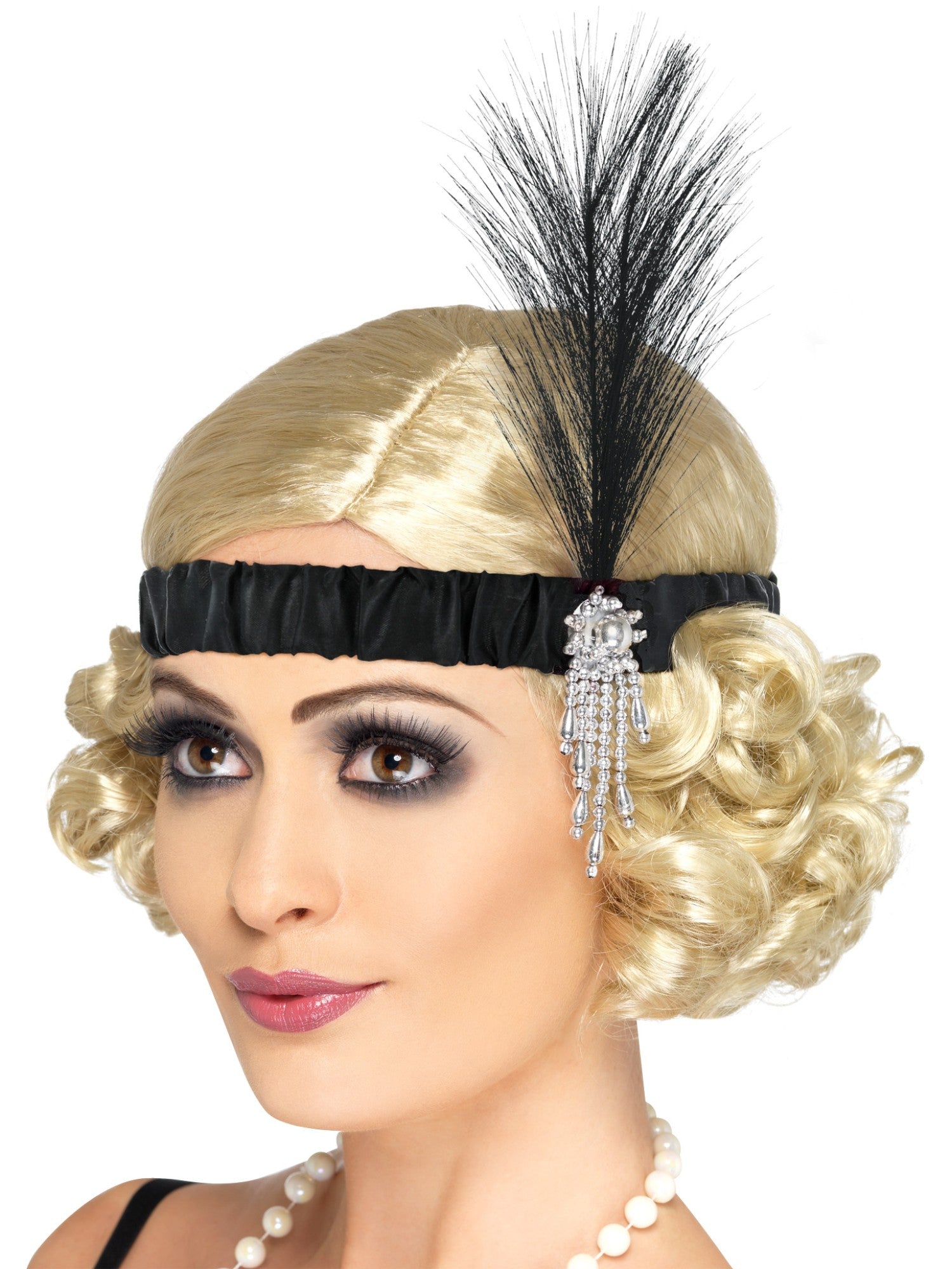 smiffys-fever-charleston-stirnband-schwarz-satin-feder-20er image 1