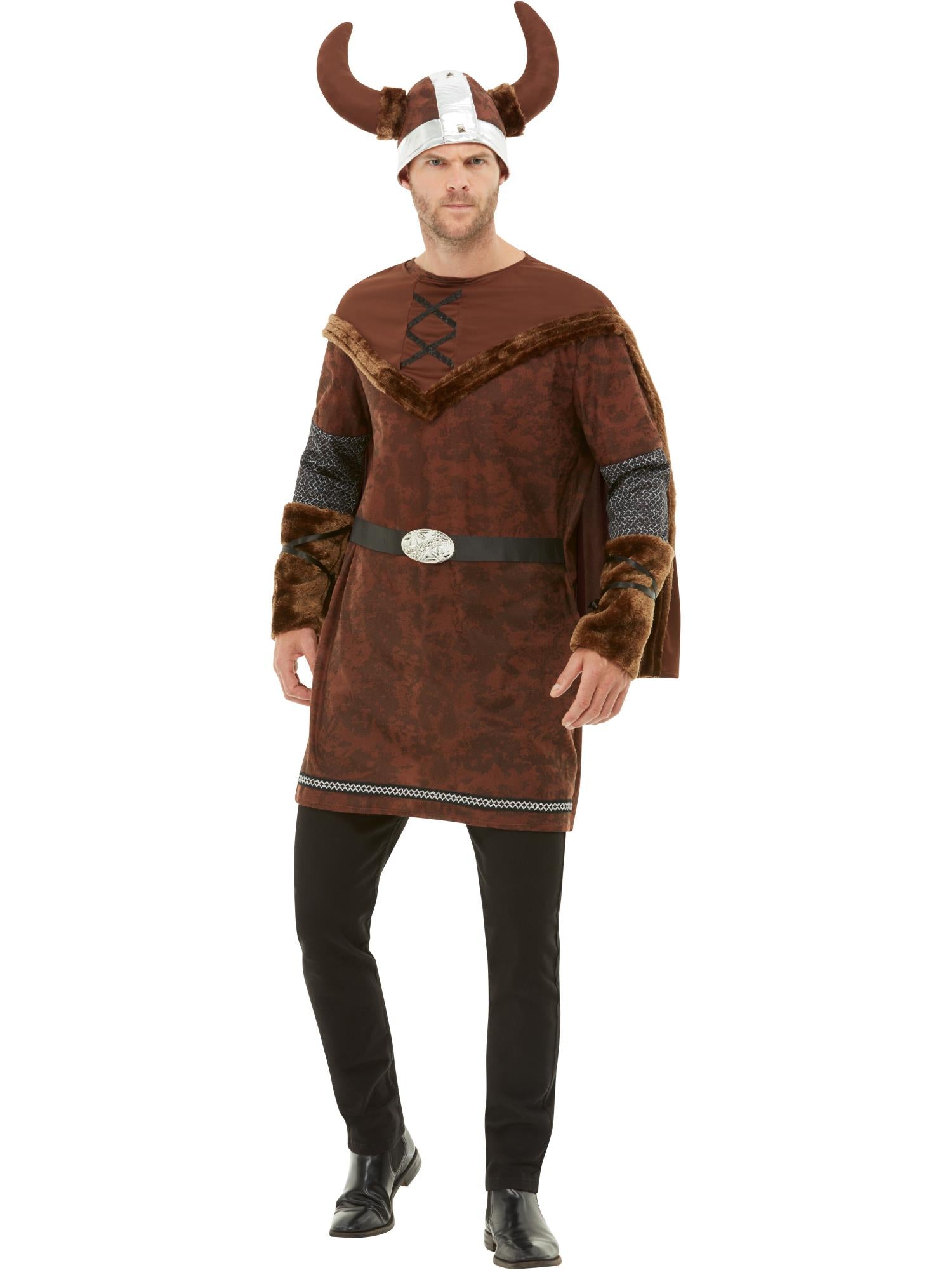 smiffys-fever-wikinger-kost-m-herren-braun-mit-helm image 4