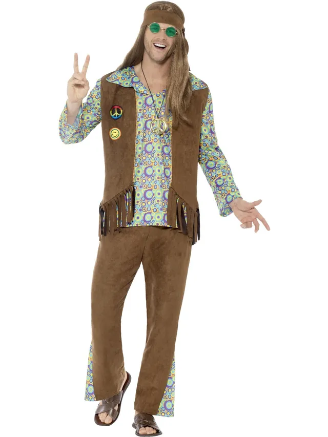 smiffys-fever-60s-hippie-herren-kost-m-bunt-5-tlg-m-38-40 image 1