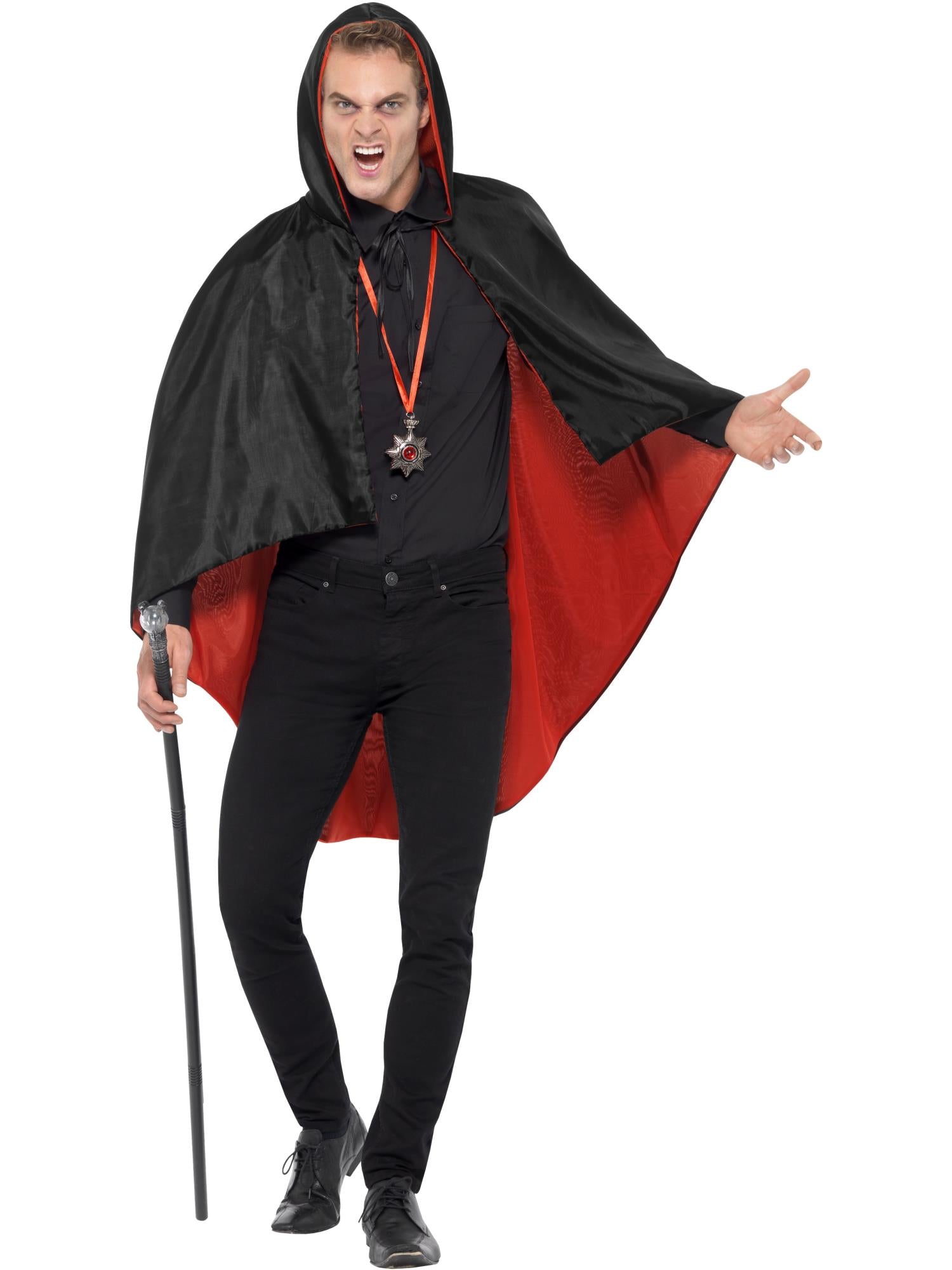 smiffys-fever-vampir-set-umhang-schwarz-rot-halloween-unisex image 2