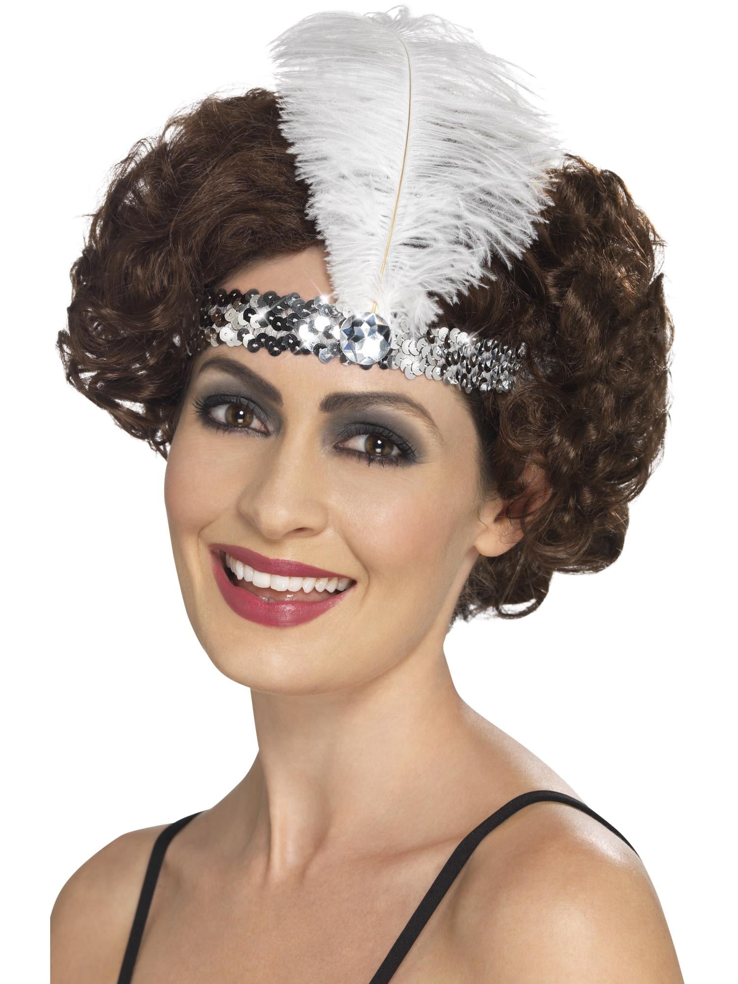 smiffys-fever-flapper-stirnband-20er-silber-mit-feder-einheitsgr-e image 1
