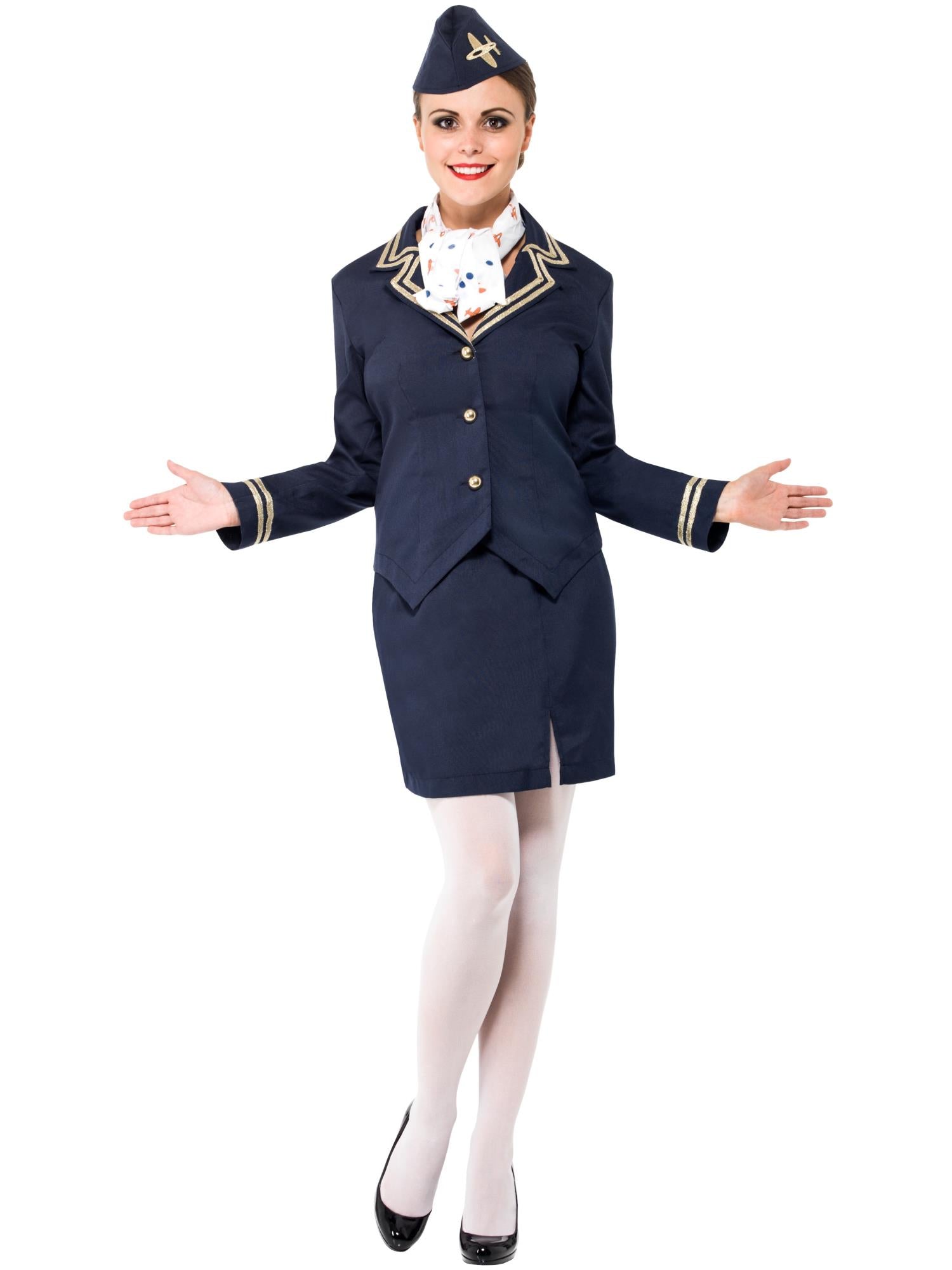 smiffys-fever-stewardess-kost-m-blau-damen-mit-m-tze image 4
