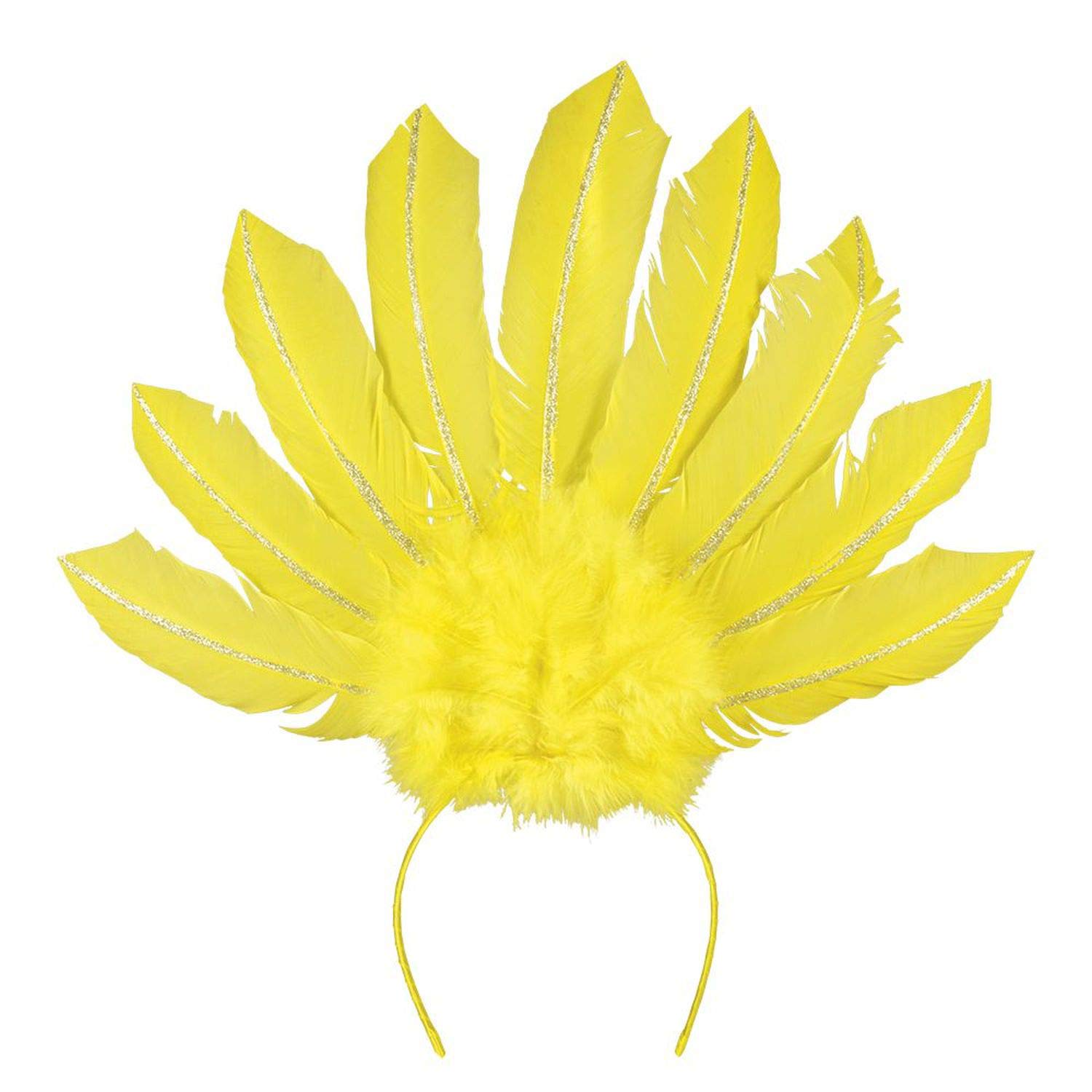 boland-samba-tiara-kopfschmuck-neongelb-1-st-ck-mit-federn image 1