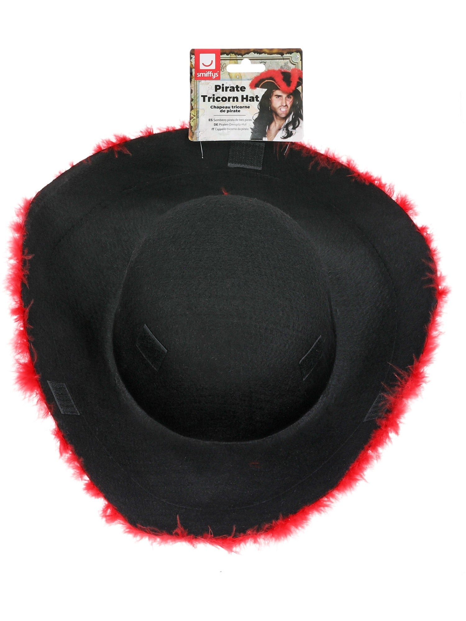 smiffys-fever-pirate-tricorn-hut-rote-feder-schwarz image 2