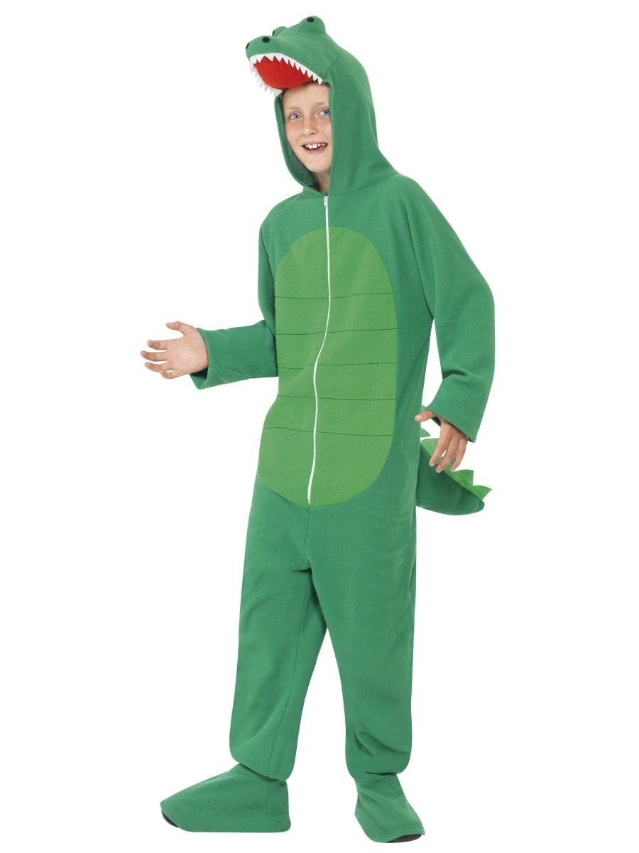 smiffys-fever-krokodil-kost-m-kinder-gr-n-overall-mit-kapuze image 1