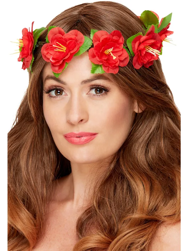 smiffys-fever-blumenkrone-haarkranz-rot image 1
