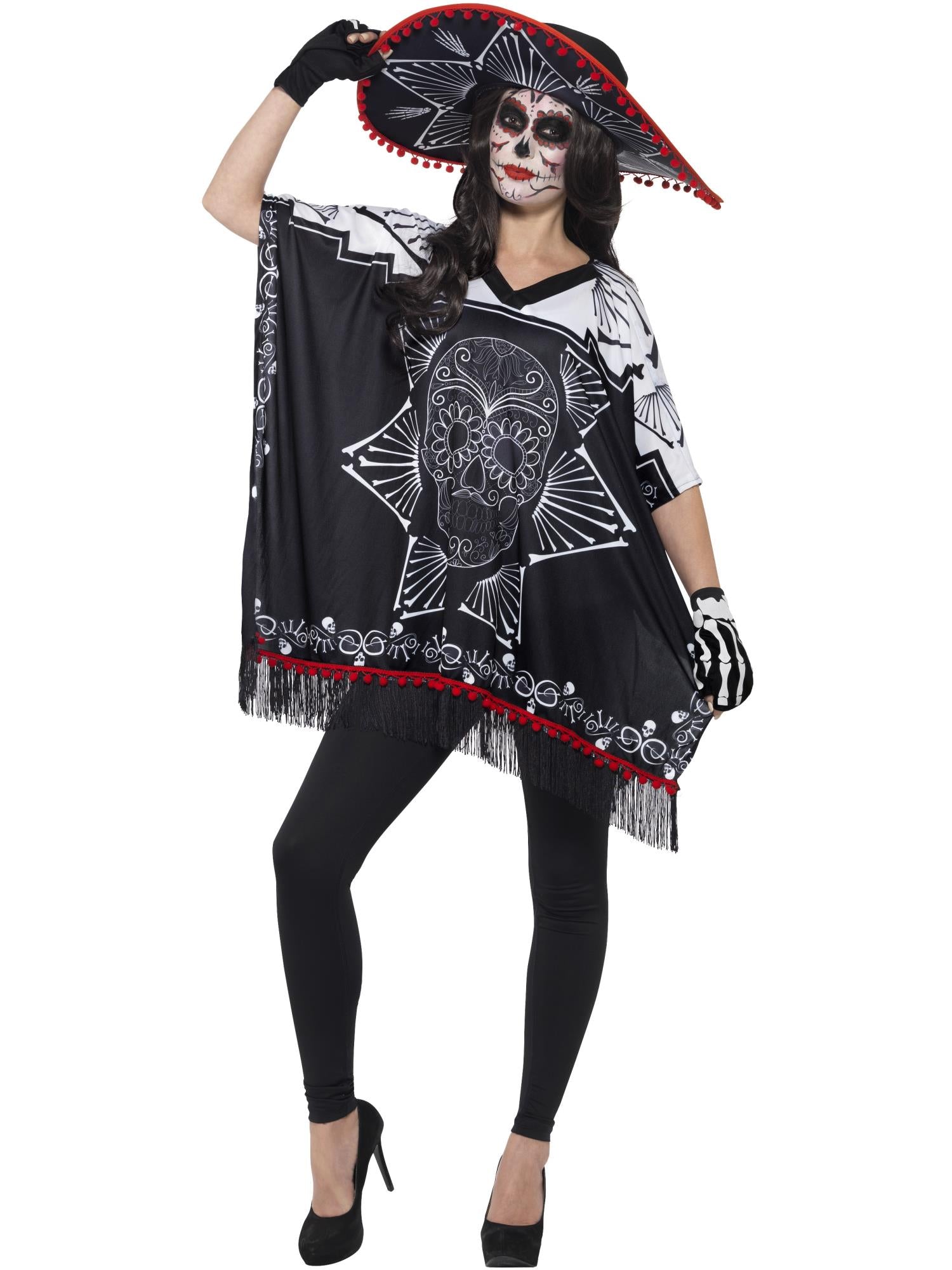smiffys-fever-day-of-the-dead-kost-m-schwarz-wei image 6