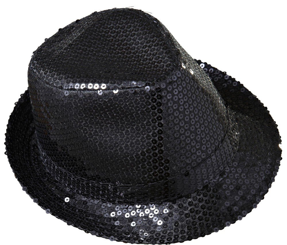 rubie-s-deluxe-pailletten-fedora-hut-schwarz-disco image 1