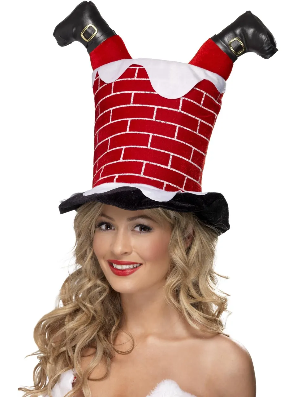 smiffys-fever-santa-schornstein-hut-weihnachtshut-rot image 1
