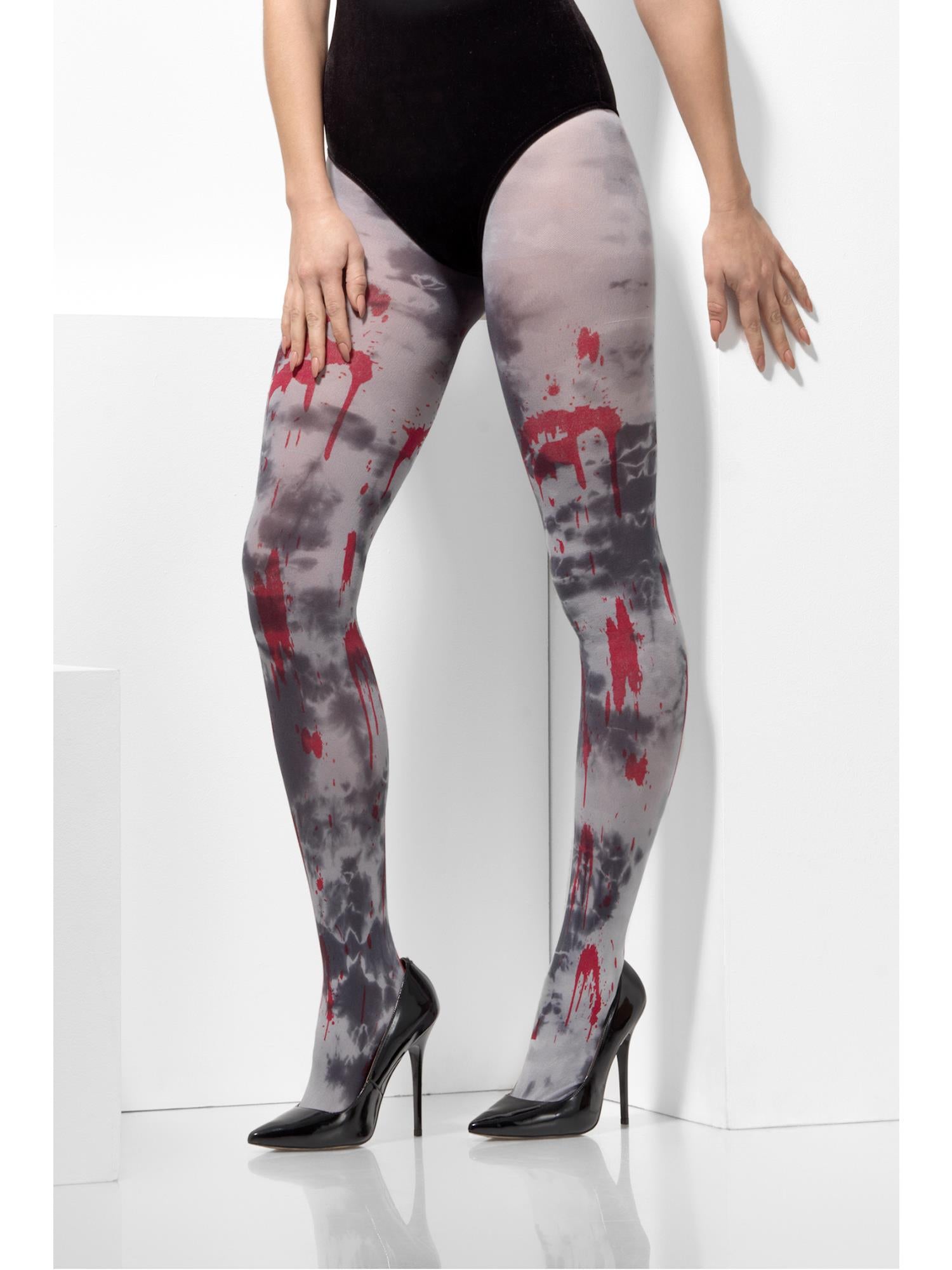smiffys-fever-zombie-dirt-strumpfhose-grau-blut image 1