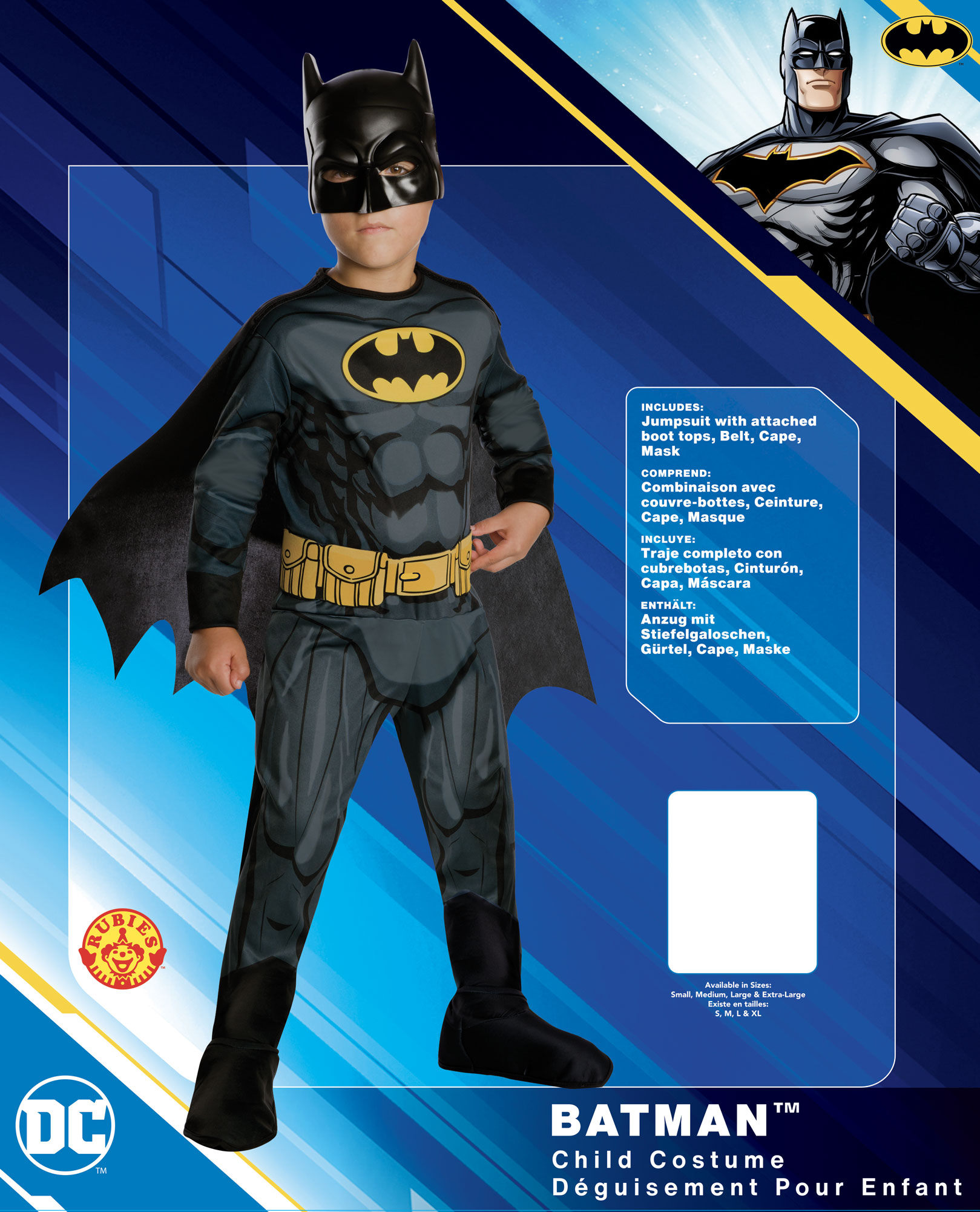rubies-batman-schwarz-gelb-klassik-kost-m-mit-cape image 2