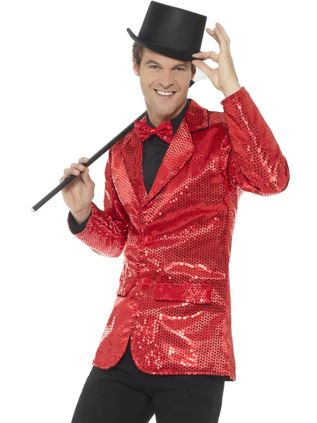 smiffys-fever-sequin-jacket-herren-paillettenjacke-rot-l image 1