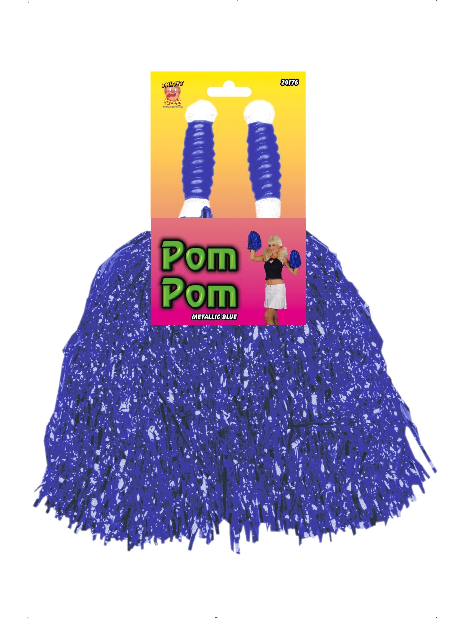 smiffys-fever-pom-poms-metallic-cheerleader-pompons-blau-2-st-ck image 2