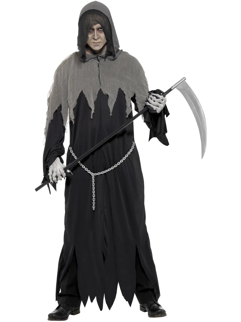 smiffys-fever-sensenmann-kost-m-schwarz-robe-kette-herren image 1