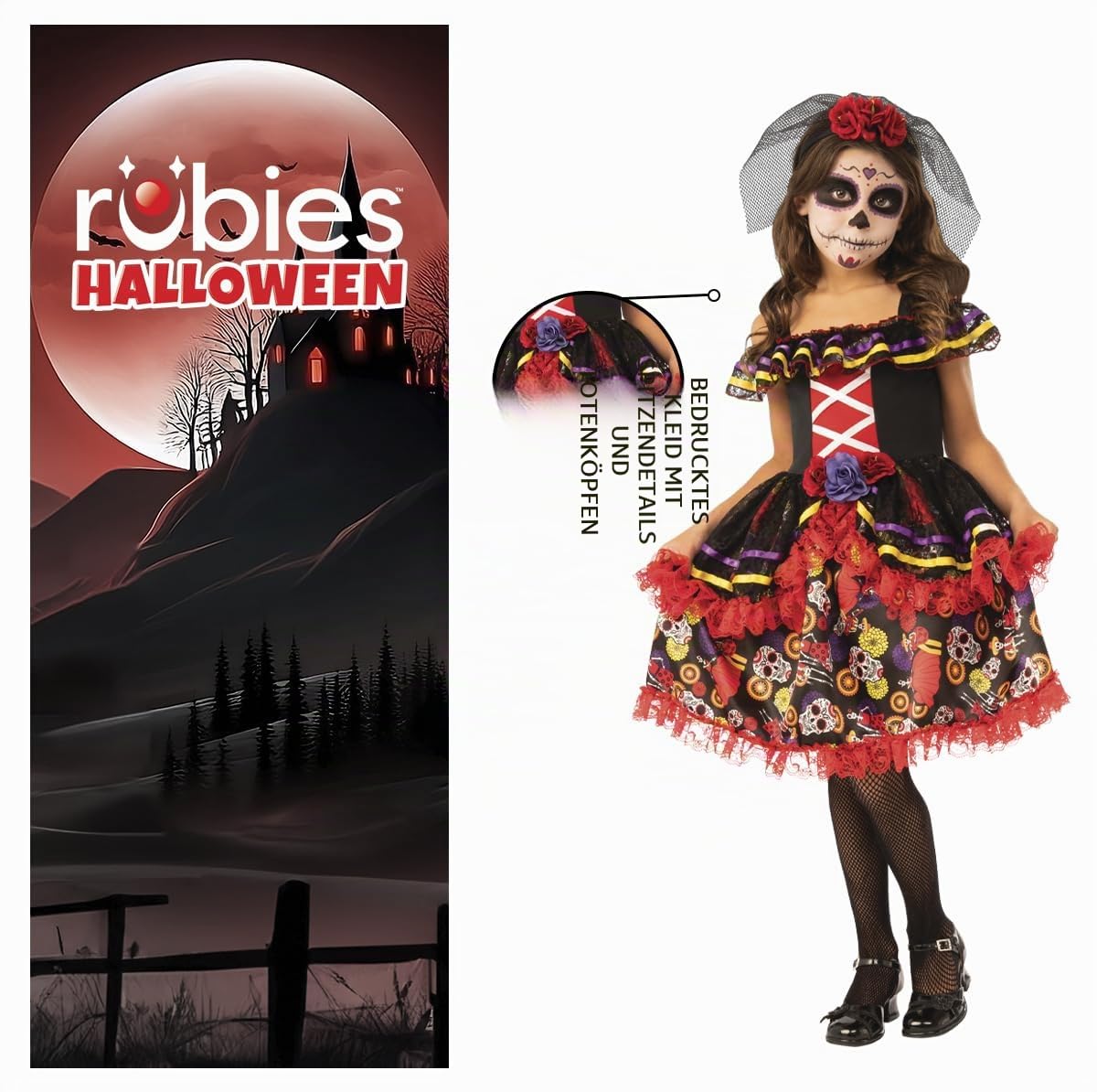 rubie-s-deluxe-catrina-kinderkost-m-dia-de-muertos-kleid image 3