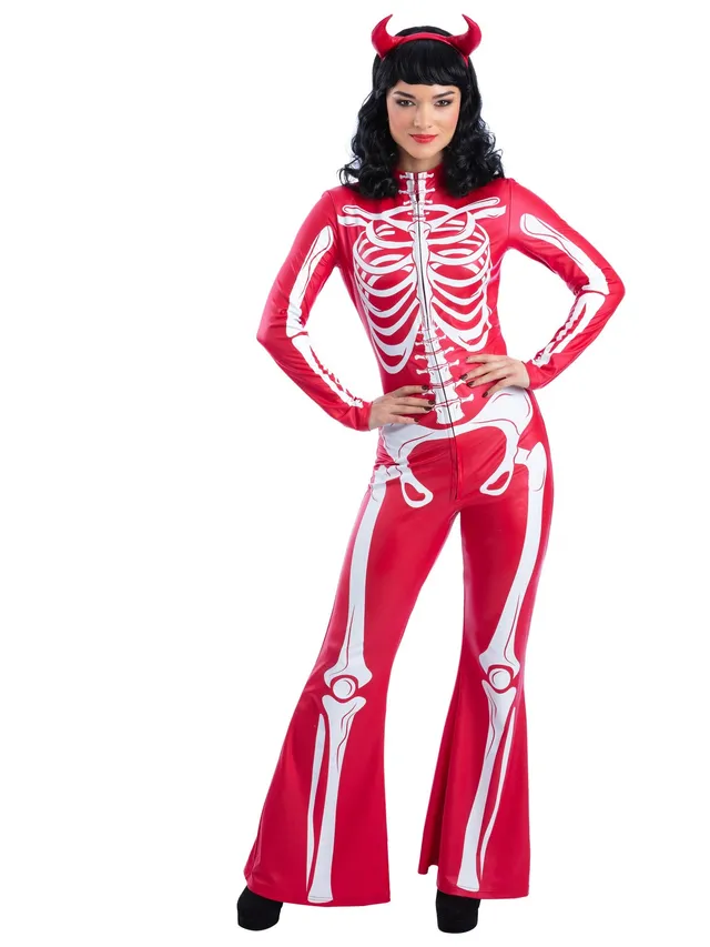 fever-devil-skeleton-kost-m-damen-rot-jumpsuit-s image 1