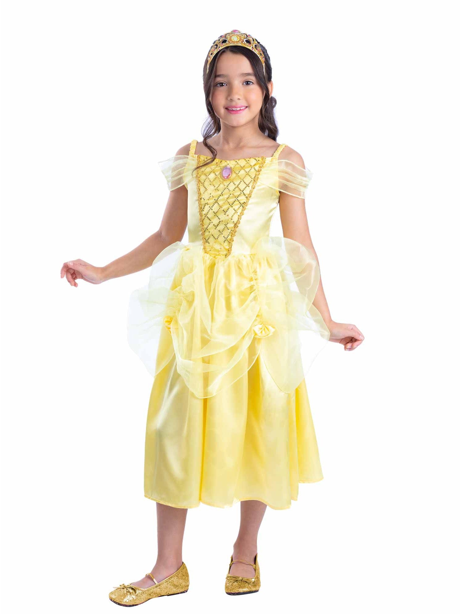 smiffys-fever-golden-princess-kost-m-gold-m-dchen-mit-tiara image 1
