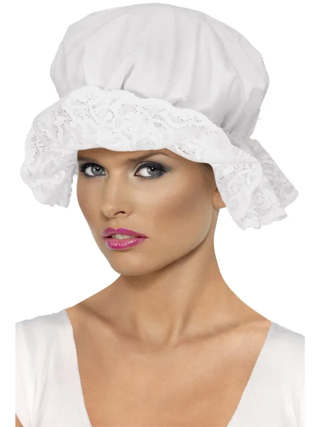 smiffys-fever-mop-cap-haube-wei-mit-spitze image 1