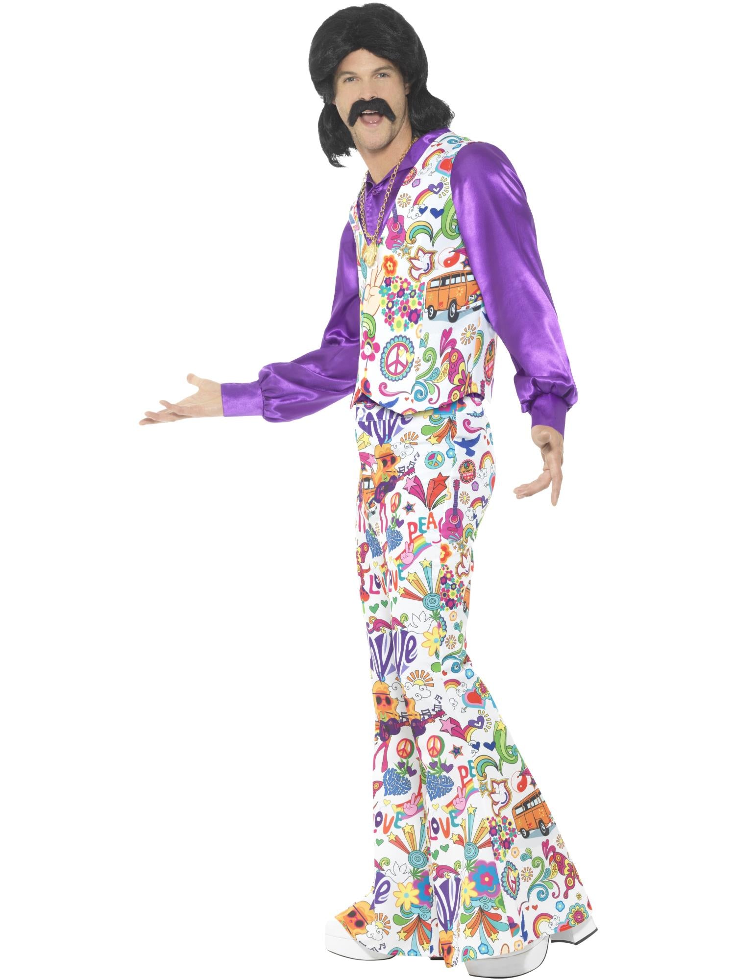 smiffys-fever-60s-groovy-hippie-kost-m-herren-bunt-3-tlg image 3