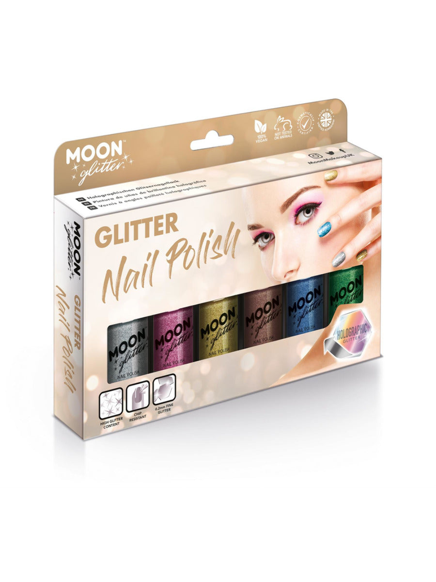 smiffys-makeup-fx-moon-glitter-nagellack-set-holo-6x14ml image 1
