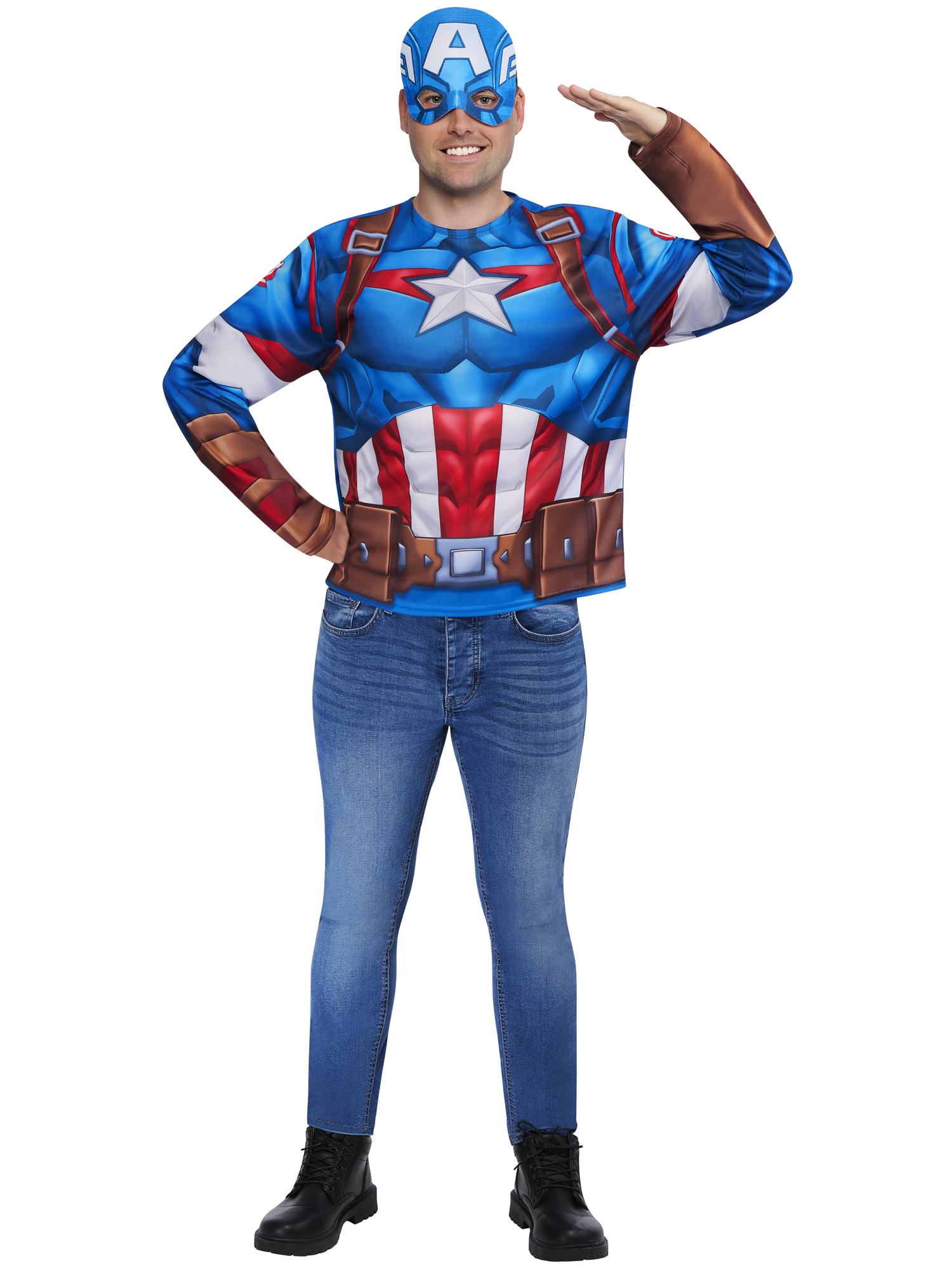 rubies-captain-america-top-maske-kost-m-m-l-erwachsene image 5