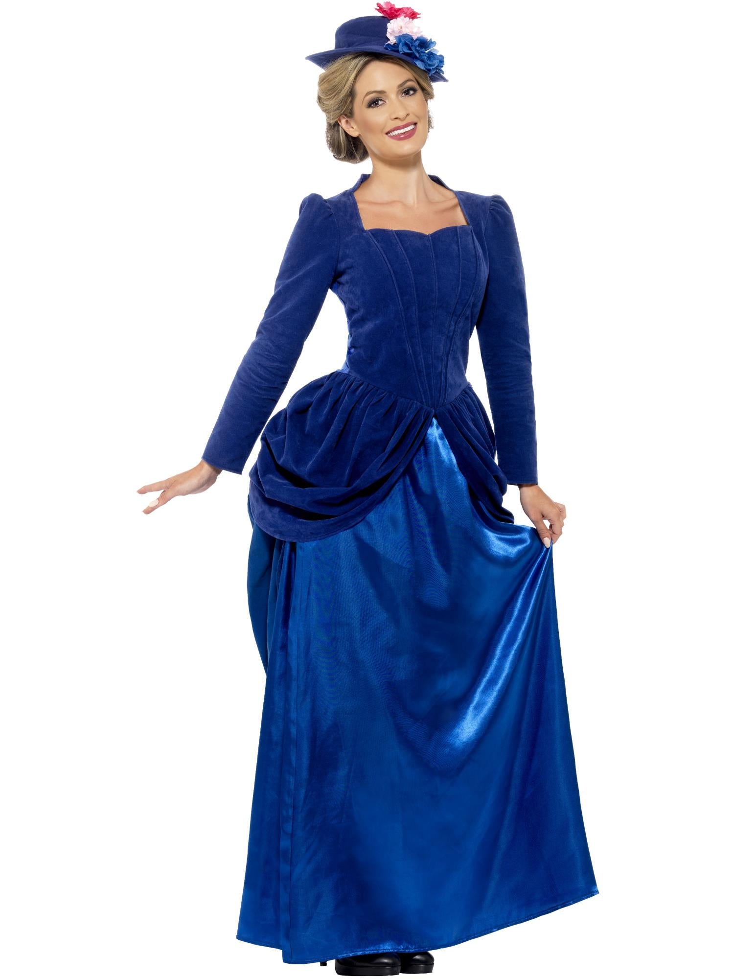 smiffys-fever-victorian-vixen-kost-m-blau-mit-hut-gr-s image 1