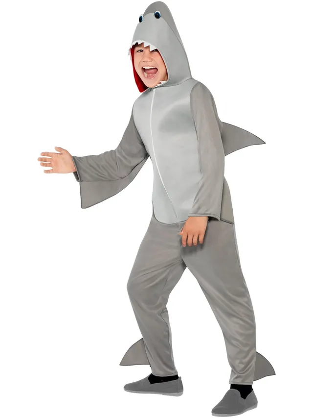 smiffys-fever-hai-kinderkost-m-grau-overall-mit-kapuze image 1