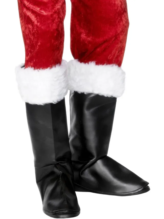 smiffys-fever-santa-stiefel-berzieher-schwarz-mit-fell image 1