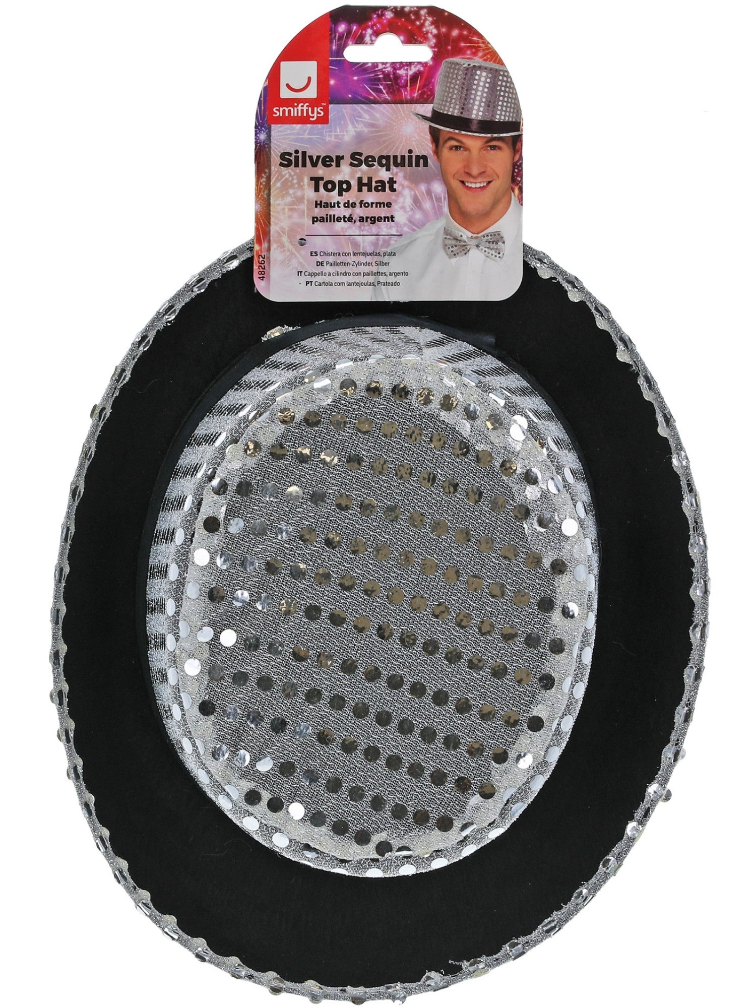 smiffys-fever-sequin-top-hat-zylinder-silber-pailletten image 3
