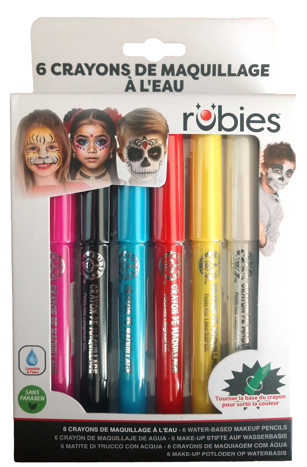 rubies-maquillage-schminkstifte-wasser-6er-set-bunt image 1