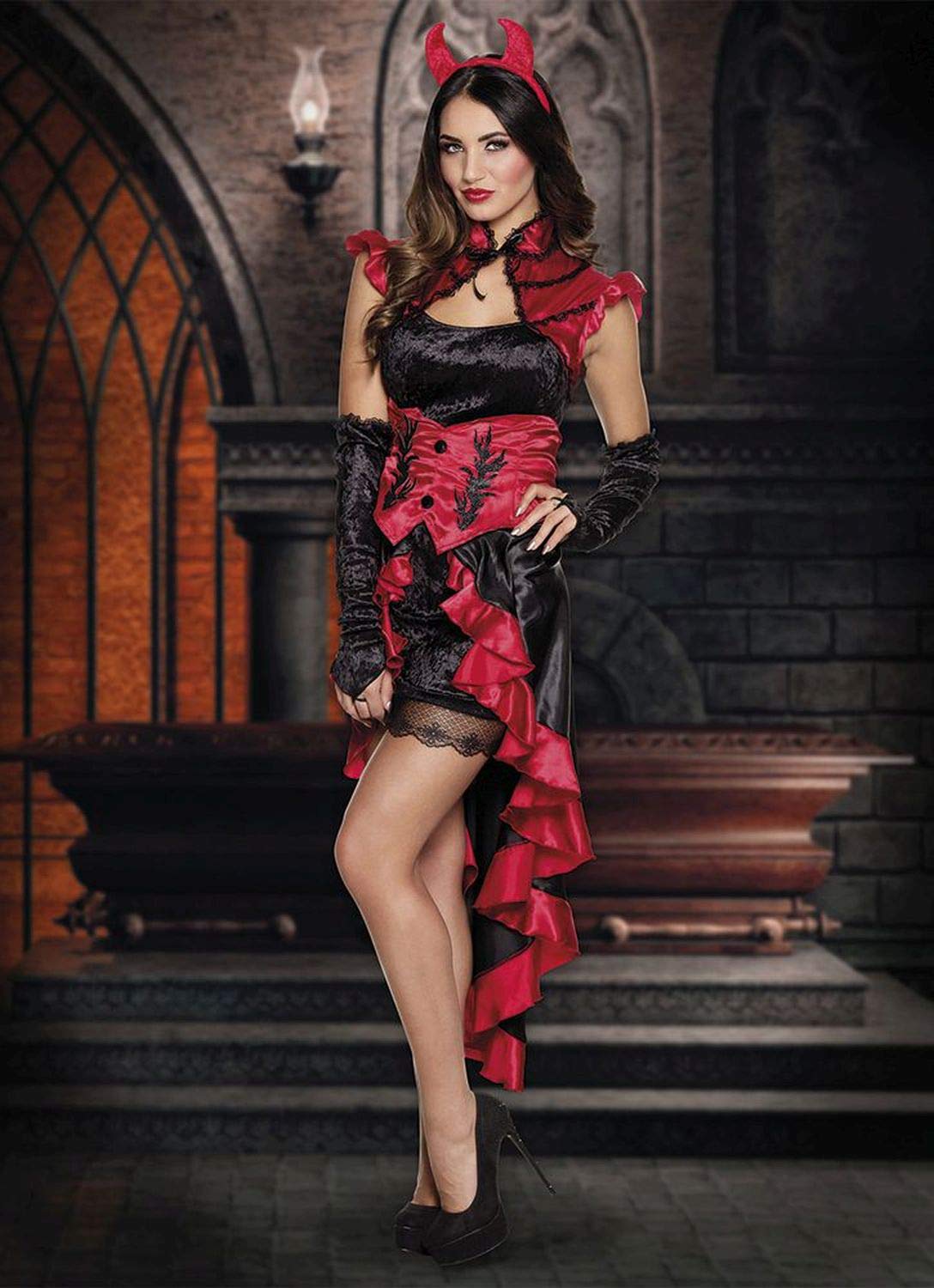 boland-gothic-teufel-kost-m-36-38-schwarz-rot-kleid-set image 3