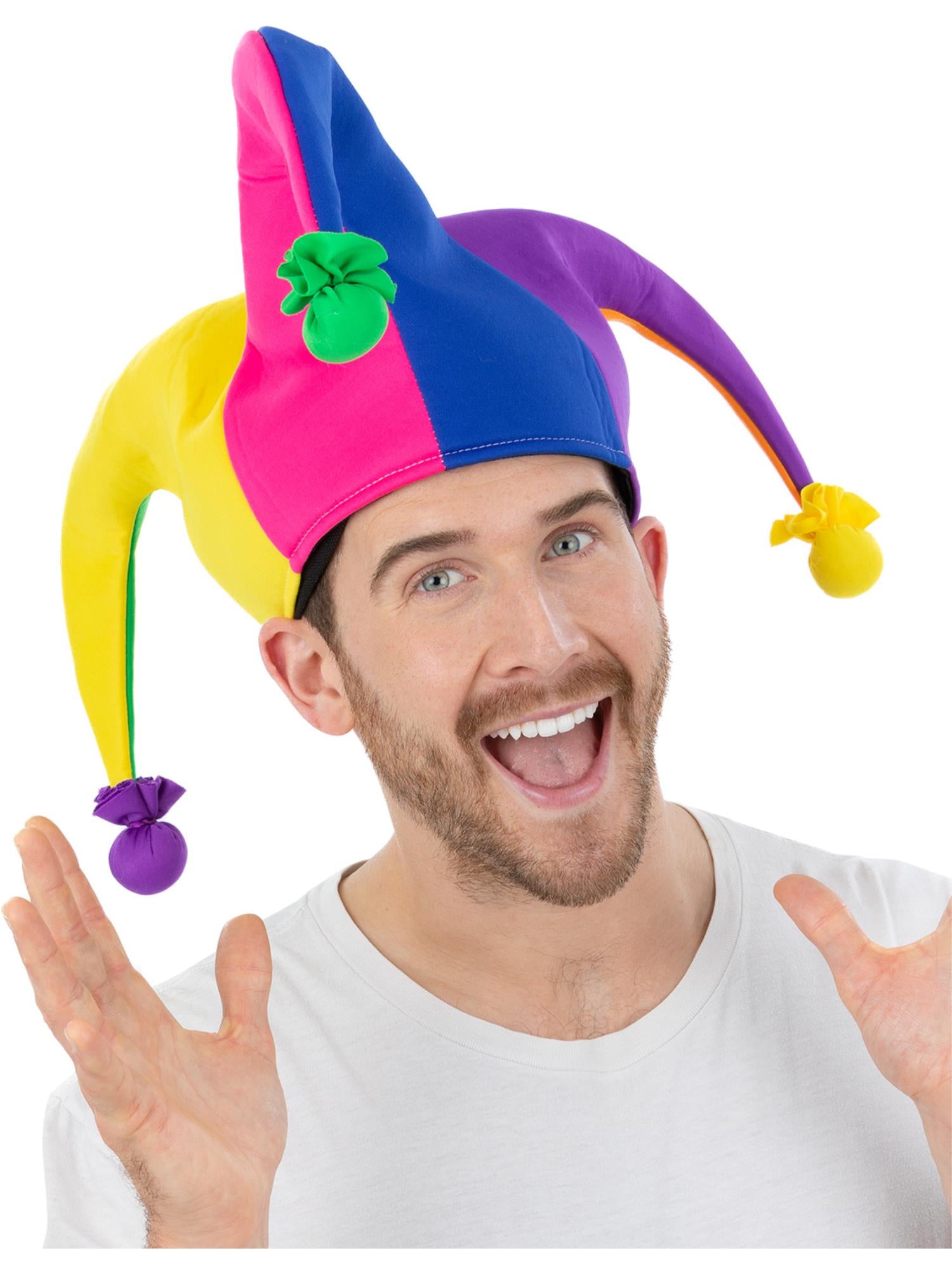 smiffys-fever-neon-rainbow-jester-narrenkappe-neon-bunt image 1